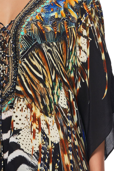 Short Lace Up Kaftan- Lost Paradise