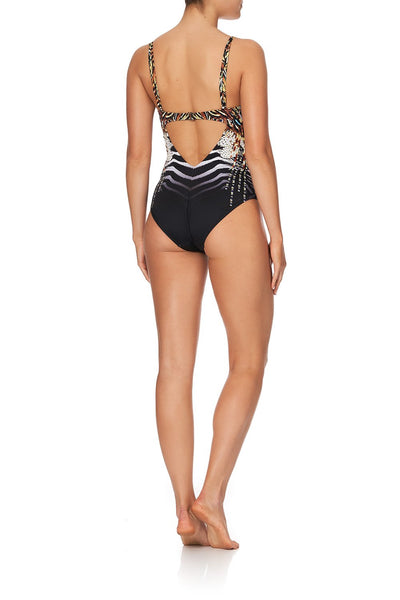 V Neck Underwire One Piece- Lost Paradise