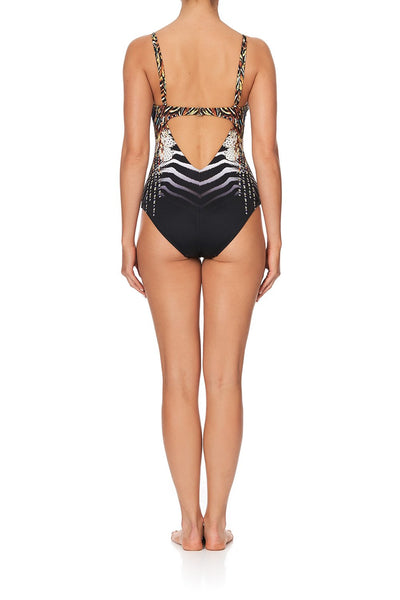 V Neck Underwire One Piece- Lost Paradise