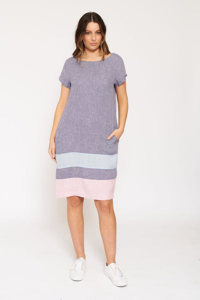 Connie Dress In Houndstooth- Navy