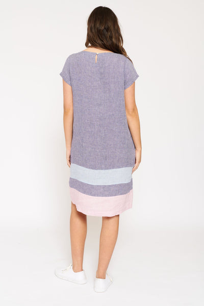 Connie Dress In Houndstooth- Navy