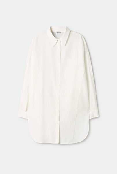 COTTON SILK ROUND SHIRT WHITE