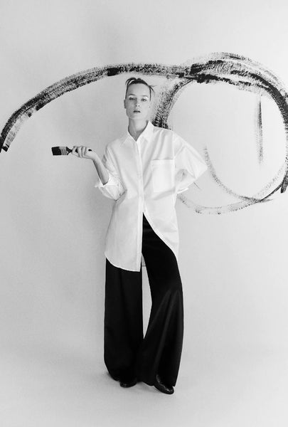 COTTON SILK ROUND SHIRT WHITE