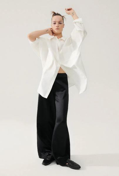 COTTON SILK ROUND SHIRT WHITE
