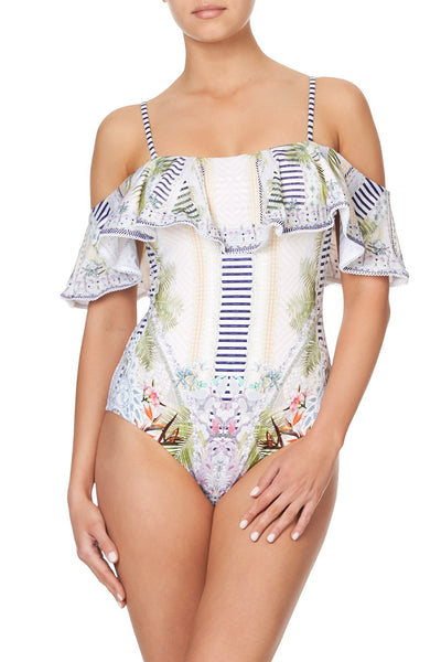 Off Shoulder Frill One Piece- Beach Shack
