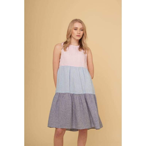 Picnic Dress In Houndstooth- Pink