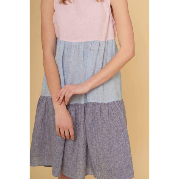 Picnic Dress In Houndstooth- Pink