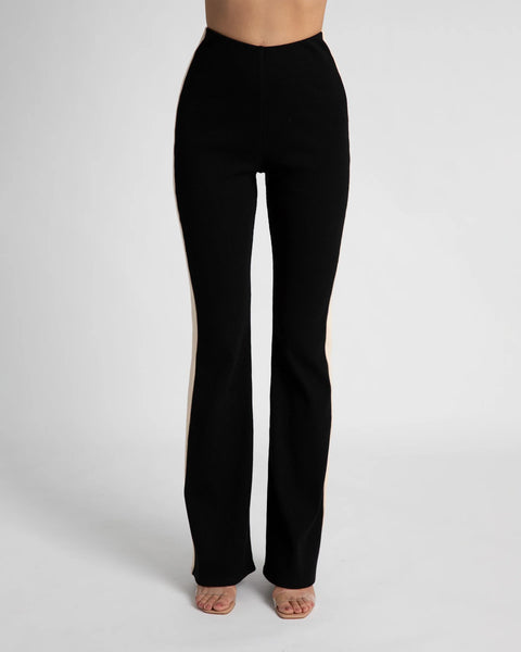 FLARE PANT - BLACK/CREAM STRIPE