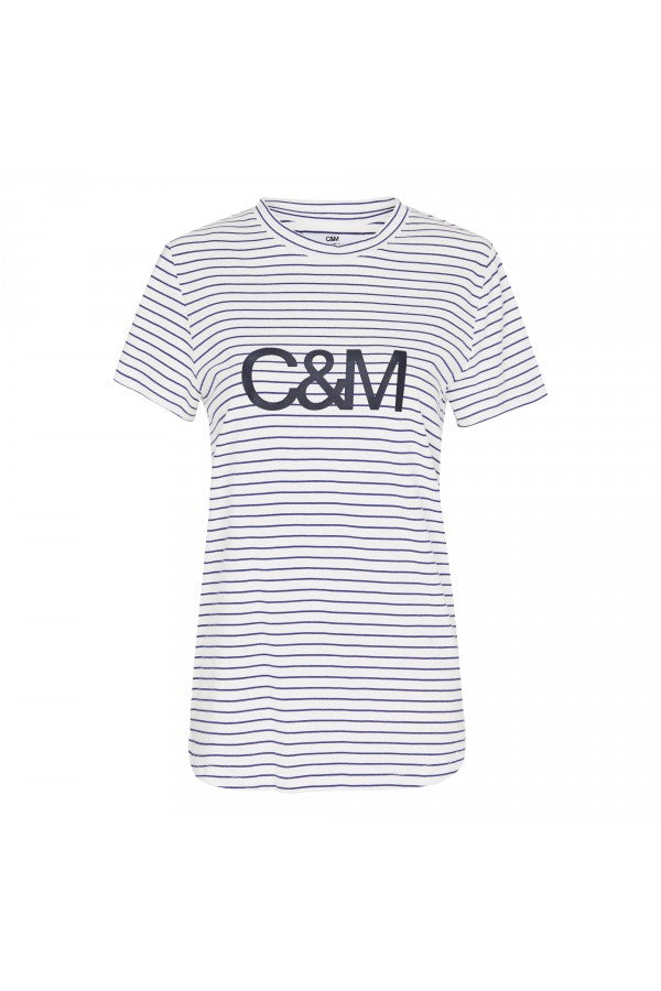 Walsh Stripe Tee- Lapis/White
