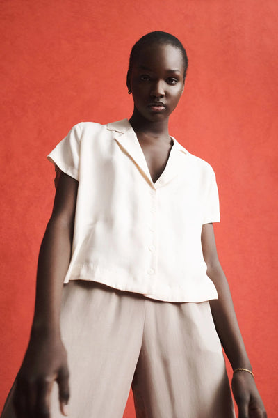 Ari Cupro Shirt- Cloud