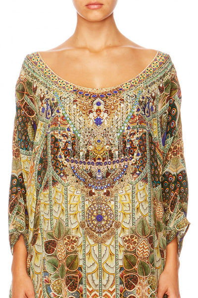 Scoop Back Hem Dress- Echoes Of Enchantment