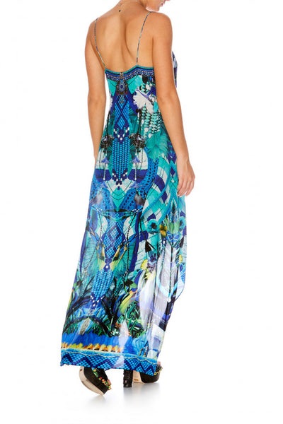 Shoestring Double Layer Dress- Amazon Azure