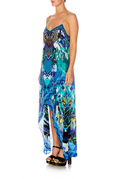 Shoestring Double Layer Dress- Amazon Azure