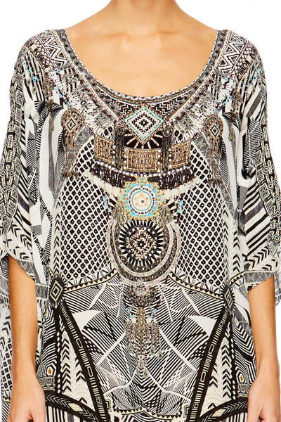 Short Round Neck Kaftan- Hanging Around