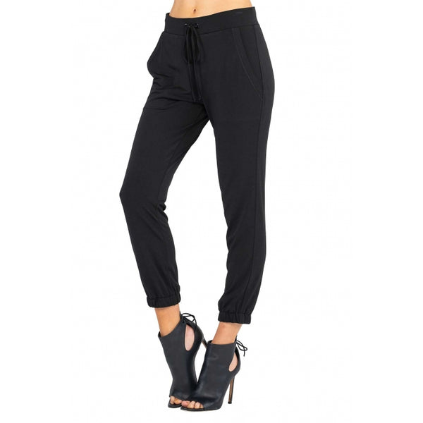 Elastic Bottom Pocket Jogger- Black