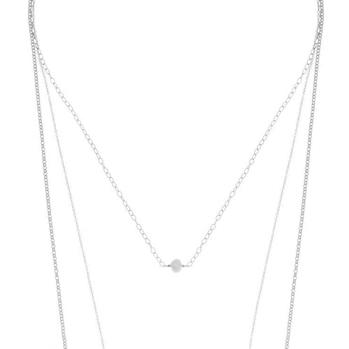 Sunset View Pearl Multi Chain Necklace- Silver