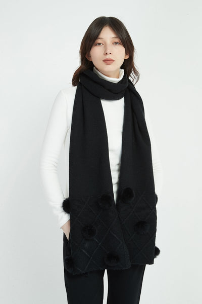 Pom Pom Scarf- Black