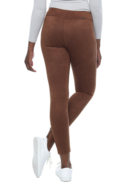 VEGAN SUEDE SLIM PANT- TOBACCO