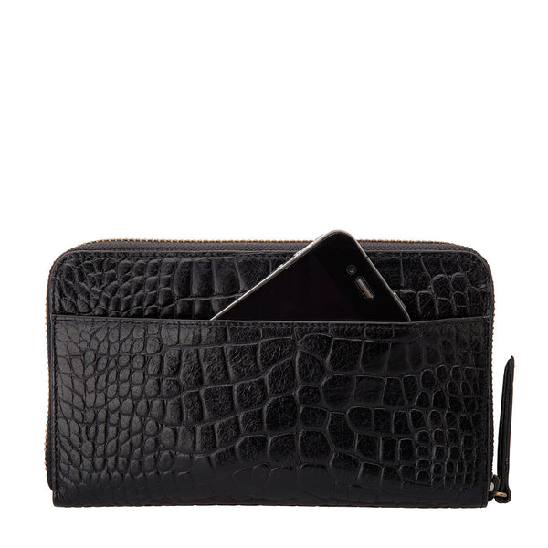 Deliah Wallet- Black Croc Embossed