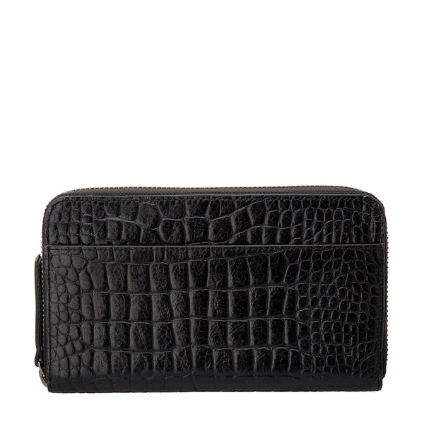 Deliah Wallet- Black Croc Embossed