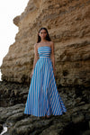 HAZEL DRESS IN OCEAN DEPTH/SEASHELL STRIPE