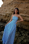 HAZEL DRESS IN OCEAN DEPTH/SEASHELL STRIPE