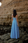 HAZEL DRESS IN OCEAN DEPTH/SEASHELL STRIPE