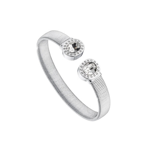 Extravaganza silver bangle with white crystals