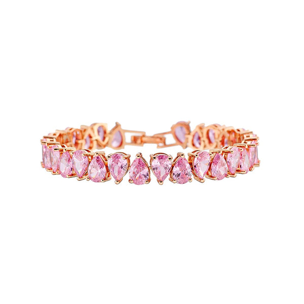 Eleganza gold tennis bracelet with pink zirconia