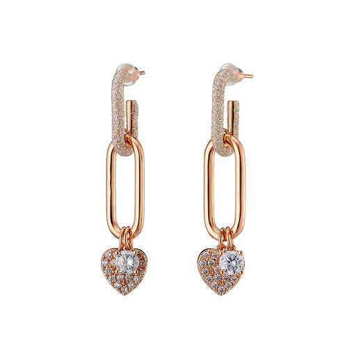 Charming Clip Rose Gold Drop Earrings