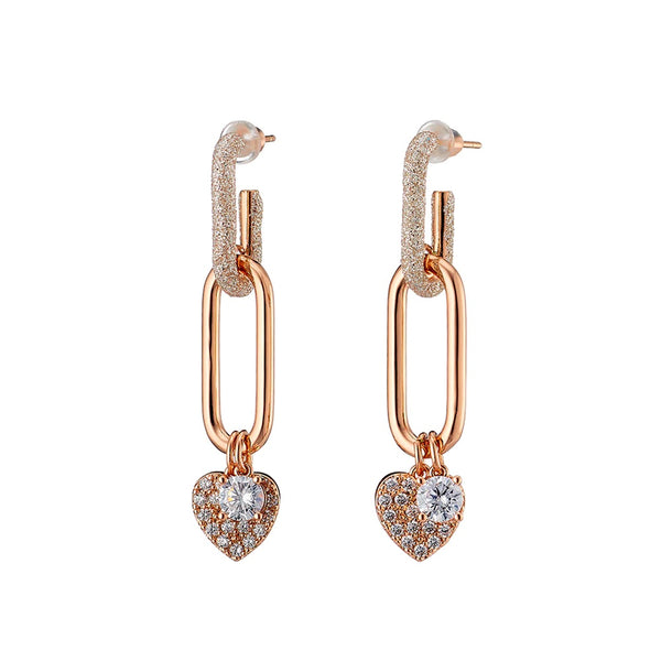 Charming Clip Rose Gold Drop Earrings