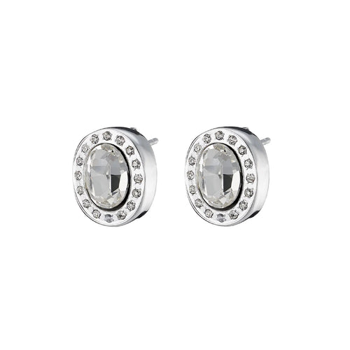 Extravaganza silver stud earrings with white crystals