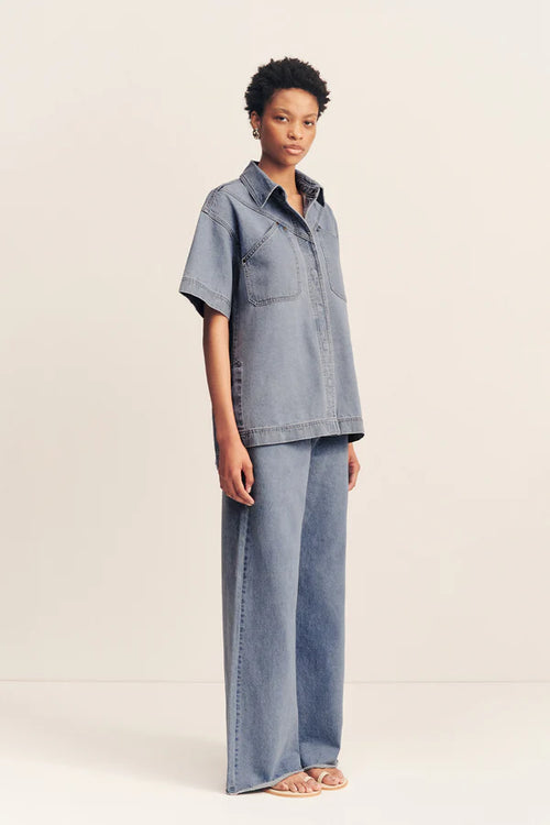 Stella Short Sleeve Shirt - Mid Blue