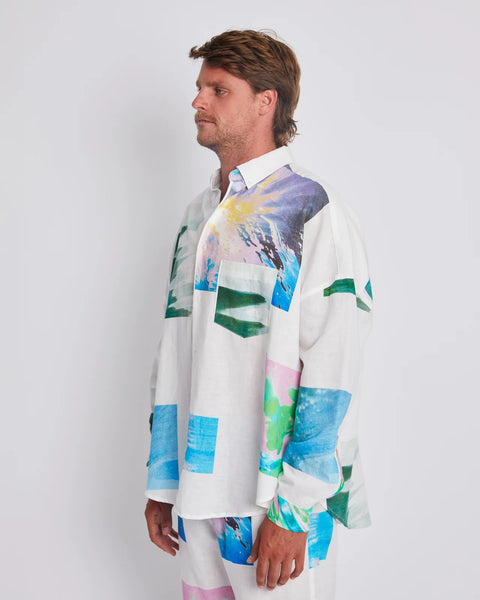 LONG SLEEVE OVERSIZED SHIRT - SEA SPACE