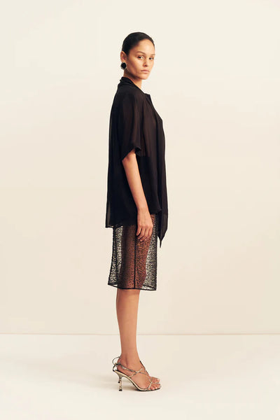 Mona Beaded Midi Skirt - Black