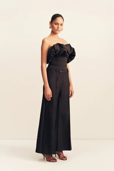 Otis Wide Leg Belted Pant - Black