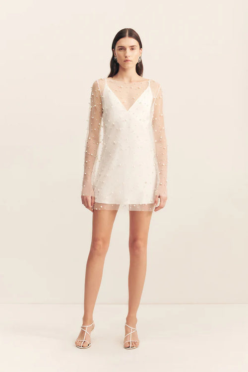 Opaline Sheer Pearl Mini Dress