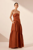 Celeste Strapless Tiered Maxi Dress - Rust