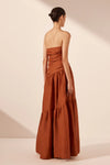 Celeste Strapless Tiered Maxi Dress - Rust