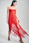 Moraya Square Neck Fringe Maxi Dress - Chilli