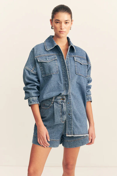Raquel Oversized Shirt - Vintage Blue