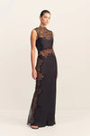 Jamila Lace High Neck Maxi Dress - Black