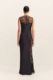 Jamila Lace High Neck Maxi Dress - Black
