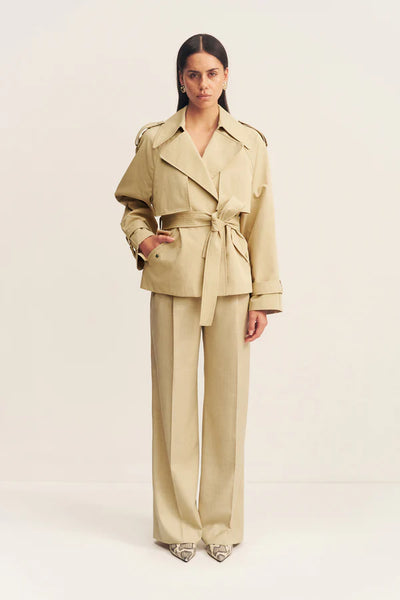 Warren Cropped Trench Jacket - Willow