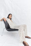 Houston Sheer Drawstring Pant - Blanc Polka