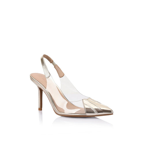 Remi Pump Vinylite & Gold Metallic Patent Leather