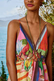 SUMMER PICNIC MULTICOLOR MACRAME YOKE MAXI DRESS