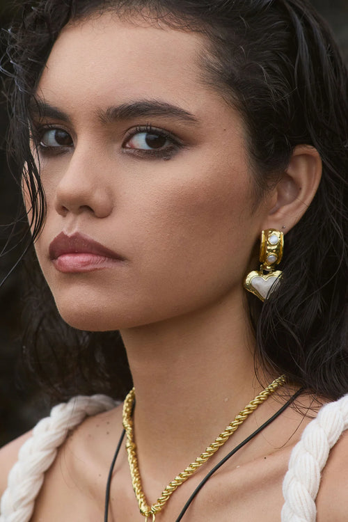 Elena Earrings | Gold Pearl