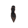 Jade Heel Chocolate Mesh & Lizard-Embossed Leather