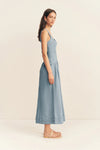 Ellsworth Bustier Gathered Midi Dress - Bleached Blue